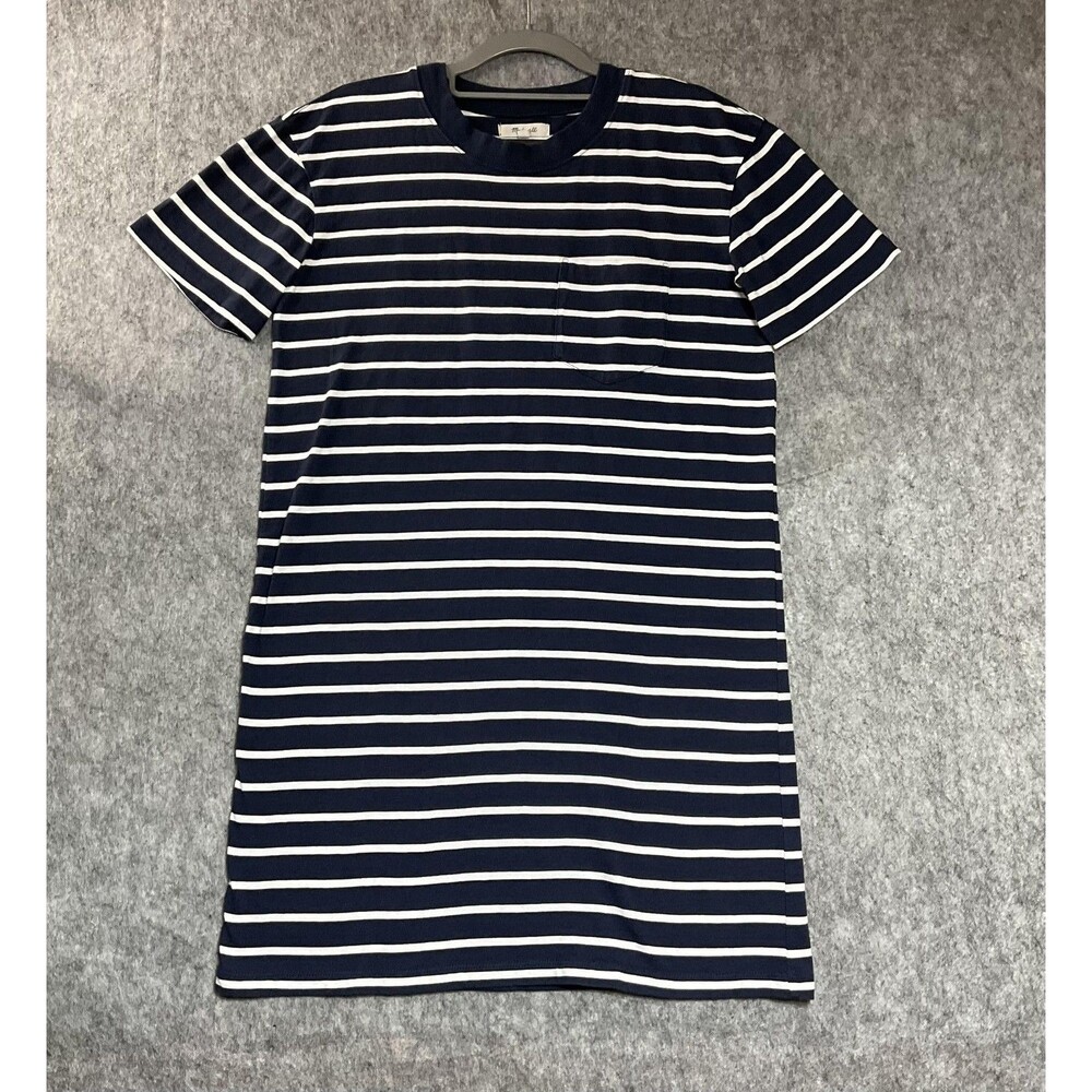 Madewell Dress Womens Small Navy White Stripe T-Shirt Pocket Cotton Casual